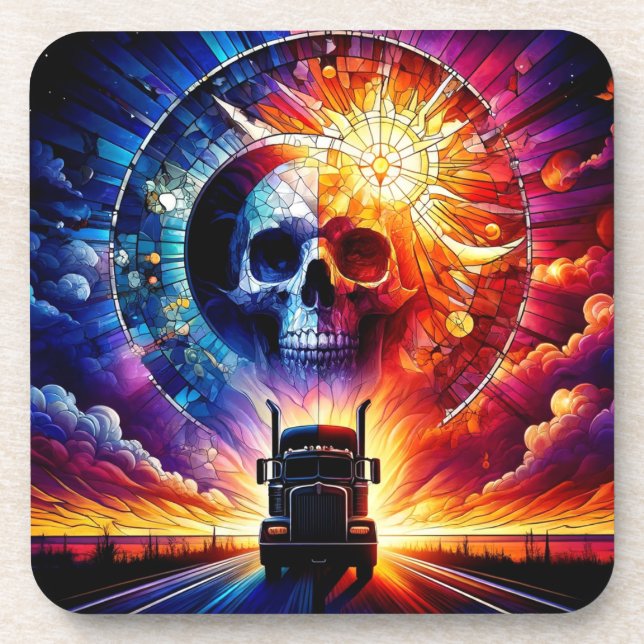 Skull Artwork Getränkeuntersetzer (Vorderseite)