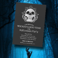 Skull auf Black Halloween Einladungen