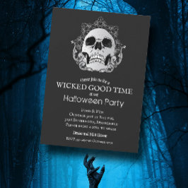 Skull auf Black Halloween Einladungen