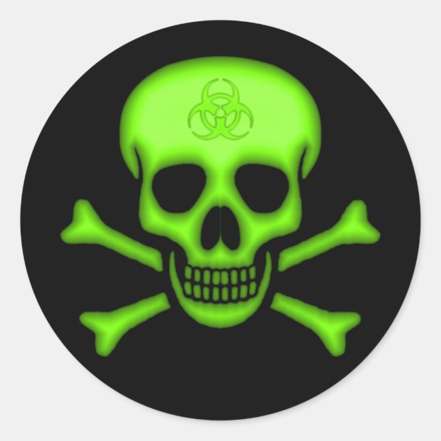 Skull-Aufkleber für grüne Biogefährdung Runder Aufkleber (Vorderseite)