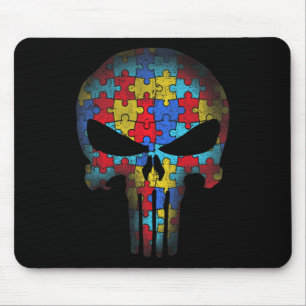 Skull Autismus Bewusstsein T-Shirt Mama Vater Kind Mousepad