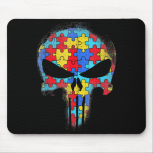 Skull Autismus Bewusstsein T-Shirt Mama Vater Kind Mousepad