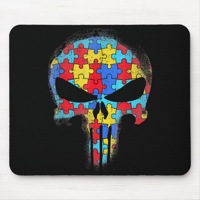 Skull Autismus Bewusstsein T-Shirt Mama Vater Kind Mousepad (Vorne)