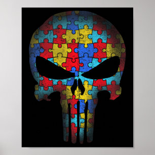 Skull Autismus Bewusstsein T-Shirt Mama Vater Kind Poster