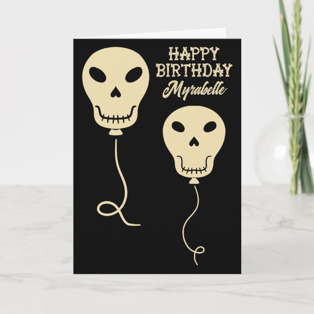 Skull Balloons Personalisiert Goth Geburtstag Karte (Vorderseite)