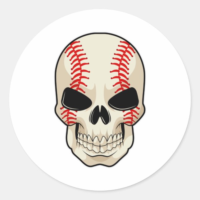 Skull Baseball Sports Runder Aufkleber (Vorderseite)