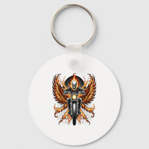 Skull-Biker Flame Flügelrad Motorrad Schlüsselanhänger