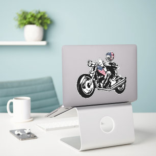Skull-Biker mit amerikanischer Flagge Aufkleber