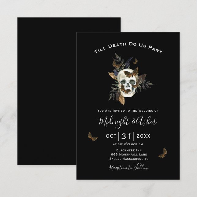 Skull bis zum Tod tun uns Teil Hochzeit Einladung (Vorne/Hinten)