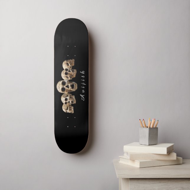 Skull Black Modern Custom Skateboard (Wandkunst)