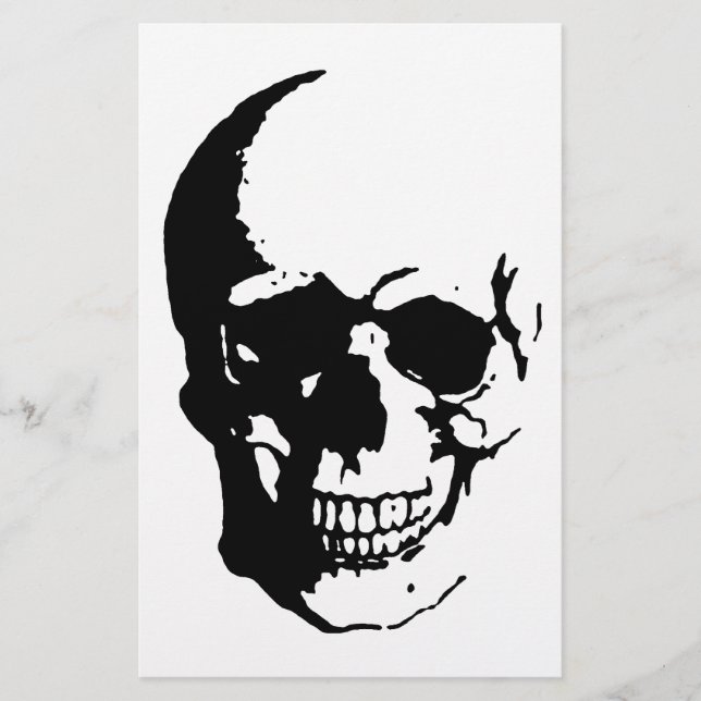 Skull - Black & White Metal Fantasy Art Briefpapier (Vorderseite)