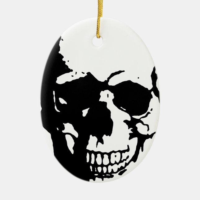Skull - Black & White Metal Fantasy Art Keramik Ornament (Vorne)