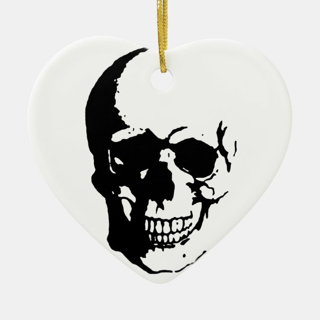 Skull - Black & White Metal Fantasy Art Keramikornament (Vorne)