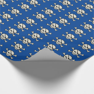 Skull - Blaues glänzendes Papier, 30" x 15' Geschenkpapier
