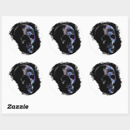 SKULL Blue Lila Runder Aufkleber