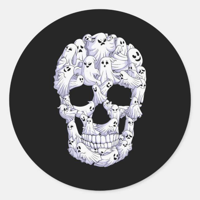 Skull Boo Ghost Funny Boo Ghosts Halloween Costume Runder Aufkleber (Vorderseite)