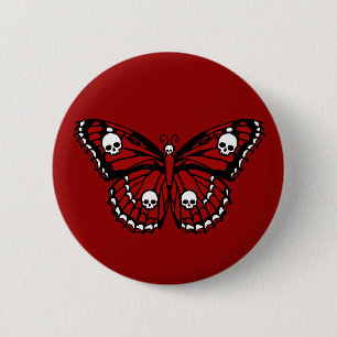 Skull Butterfly Button