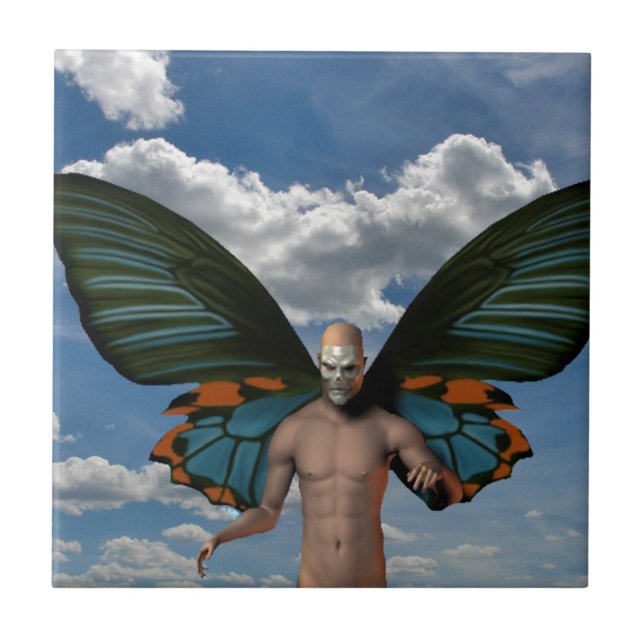 Skull Butterfly Fliese (Vorderseite)