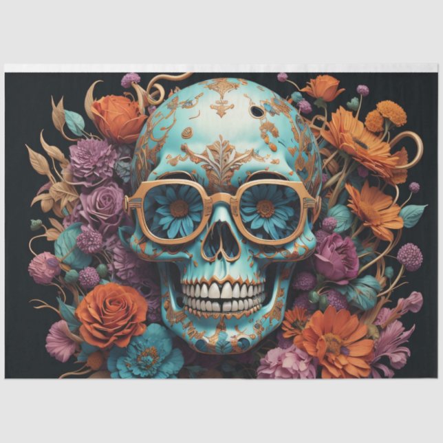Skull Candy with Flowers Seidenpapier (Vorderseite)