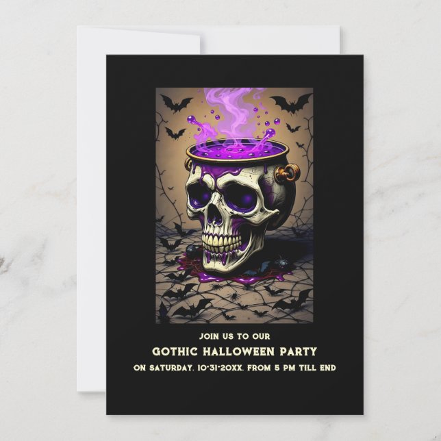 Skull Cauldron dunkles Spuk Gothic-Halloween-Party (Vorderseite)