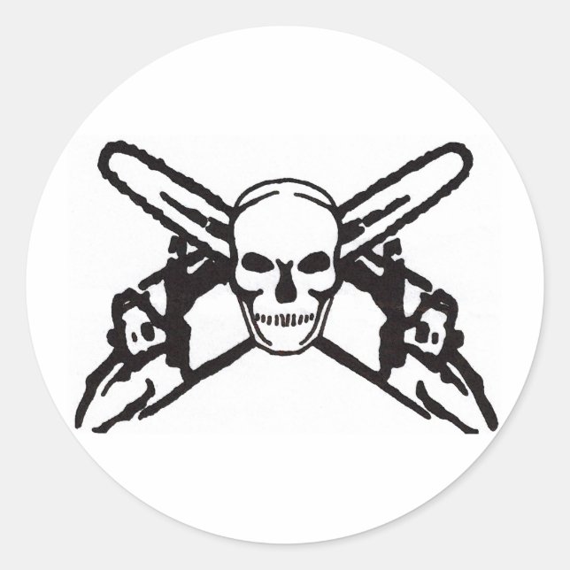 Skull & Chainsaws Runder Aufkleber (Vorderseite)