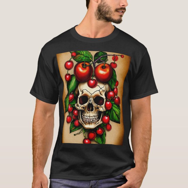 Skull Cherries Tattoo T-Shirt (Vorderseite)