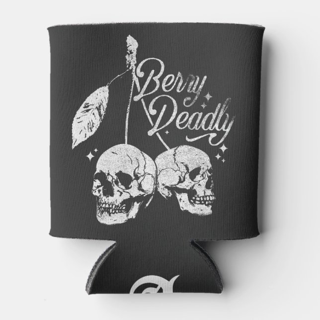 Skull Cherry Spooky und Sweet Gothic Halloween Dosenkühler (Vorderseite)
