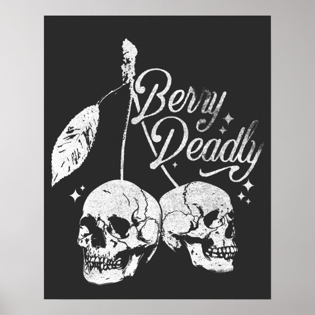 Skull Cherry Spooky und Sweet Gothic Halloween Poster (Vorne)