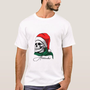 Skull Christmas Art - Weihnachtsmannmütze & Green T-Shirt