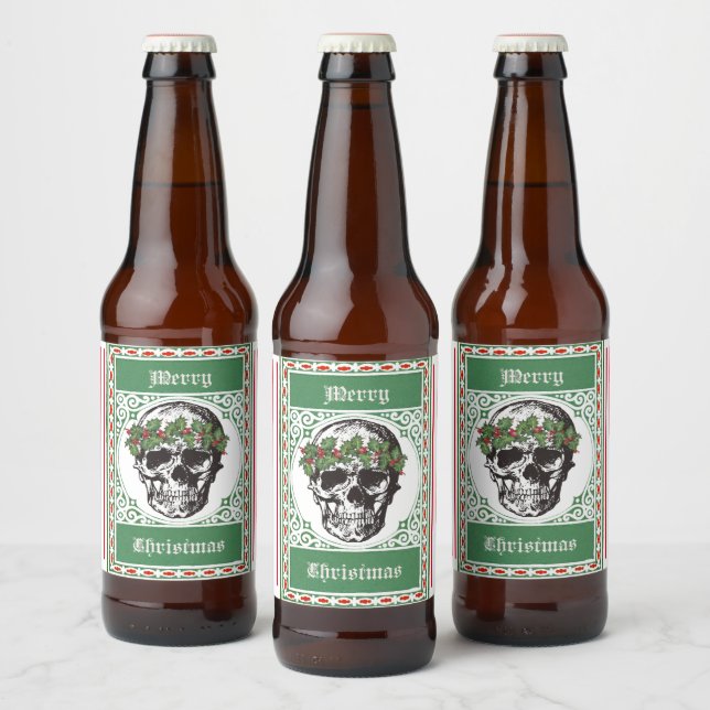Skull Christmas Bierflaschenetikett (Flaschen)
