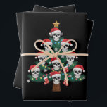 Skull Christmas Tree Pajama Cool Skeleton Santa Geschenkpapier Set<br><div class="desc">Skull Christmas Tree Pajama Cool Skelett Weihnachtsmannmütze Xmas</div>