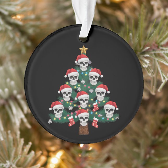Skull Christmas Tree Pajama Cool Skeleton Santa Ornament (Baum)