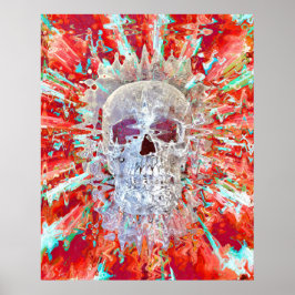 Skull Colorful Pop Art Psychedelic Surreal Artwork Poster