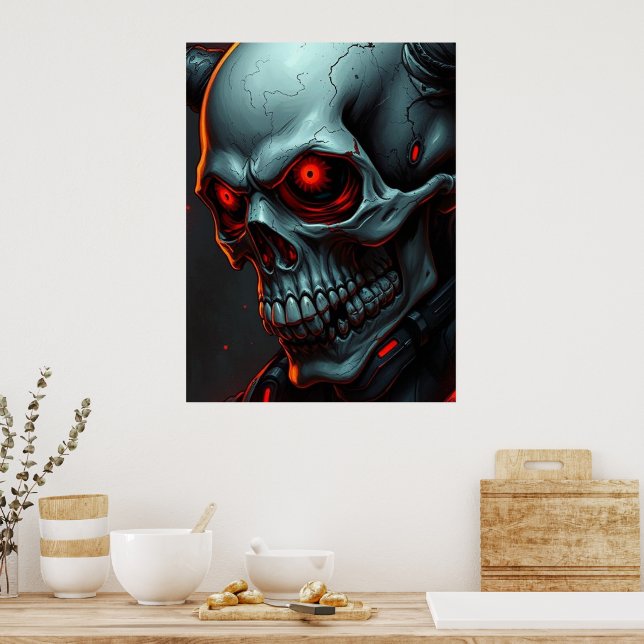 Skull Comic Style Illustration Fantasy Art Poster (Küche)