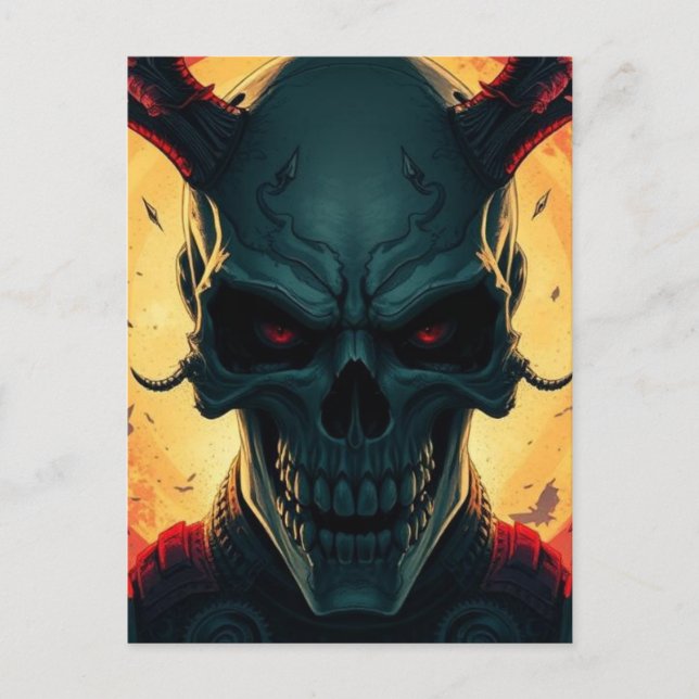 Skull Comic Style Illustration Fantasy Art Postkarte (Vorderseite)
