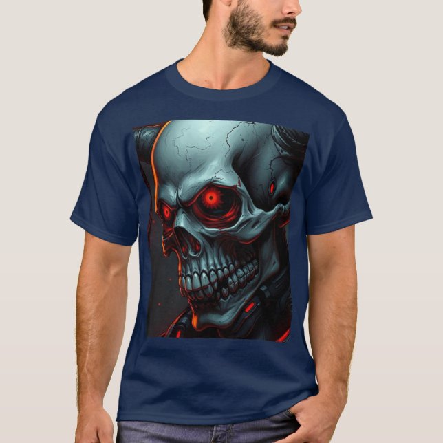 Skull Comic Style Illustration Fantasy Art T-Shirt (Vorderseite)