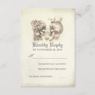 Skull Couple Day Wedding RSVP Cards