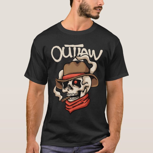 Skull Cowboy Smoking streetwear T-Shirt (Vorderseite)
