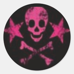 Skull&Cross Bones Rosa Aufkleber