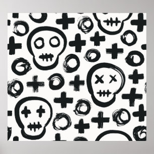 Skull Cross Circle: Nahtlose Dekoration. Poster