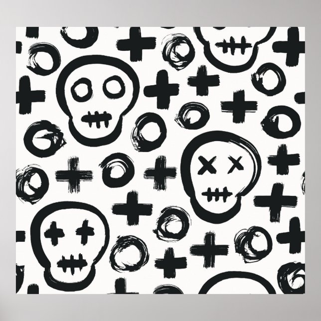Skull Cross Circle: Nahtlose Dekoration. Poster (Vorne)