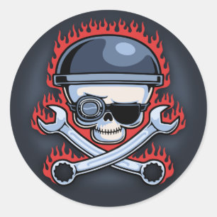 Skull & Cross Wrences Runder Aufkleber