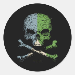 Skull Crossbones Djibouti Flag Skeleton Djiboutian Runder Aufkleber