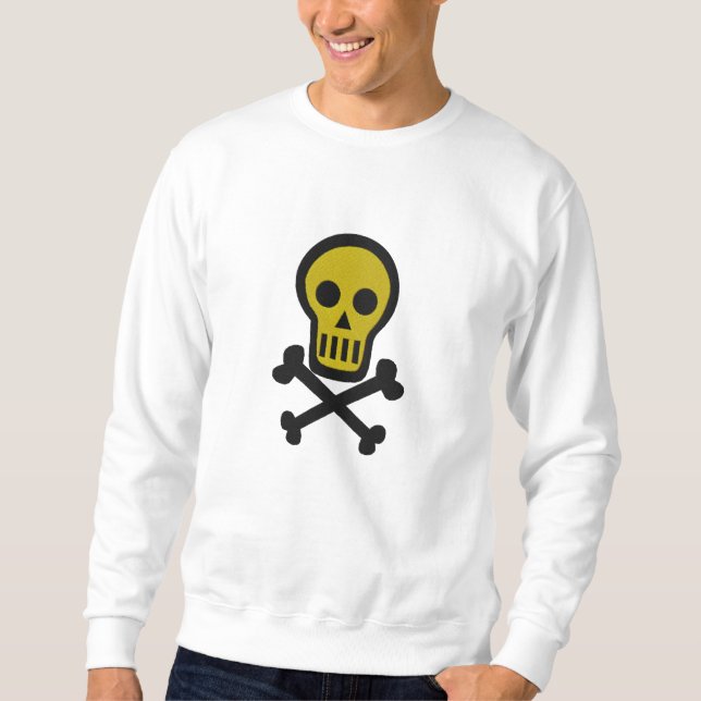 Skull & Crossbones Goth Pirate Fantasy Design Besticktes Sweatshirt (Vorderseite)