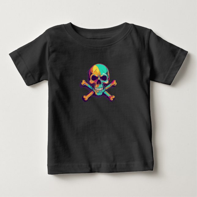 Skull & Crossbones - Rainbow Buccaneer für Kleinki Baby T-shirt (Vorderseite)