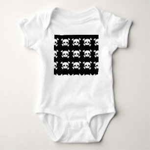 Skull Crossbones: Schwarz-Weiß Muster. Baby Strampler