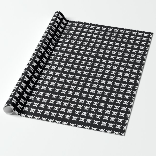 Skull Crossbones: Schwarz-Weiß Muster. Geschenkpapier (Ungerollt)