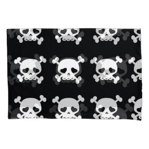 Skull Crossbones: Schwarz-Weiß Muster. Kissenbezug