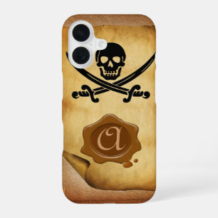 SKULL CROSSED SWORDS MONOGRAM-Wachssiegel Pergame iPhone 16 Hülle