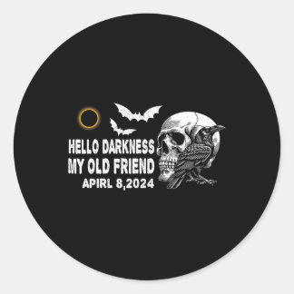 Skull Crow Hallo Dunkelheit Mein alter Freund Sola Runder Aufkleber